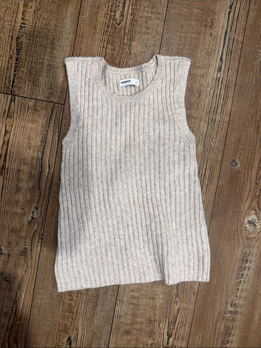 Sonoma Ribbed Knit Sleeveless Top - Light Beige